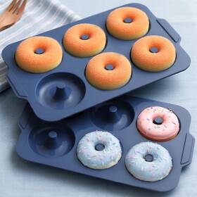 3.5-grey Vnray Nonstick Silicone Donut Pan 3.5 Inch Doughnut With Metal Frame - Silicon