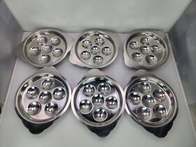 46746 Vollrath Vintage Stainless Steel Escargot Snail Mushroom Baking Dish Set Of 6