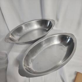 Agr06 Vollrath 2 Vintage Au Gratin Dish Stainless Steel 18-8 S/s Korea