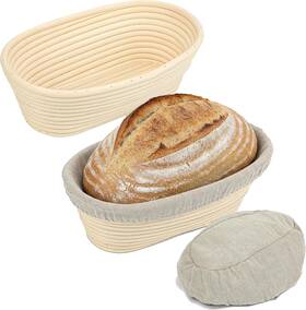Mbfjl-001 Voushtar Natural Rattan Bread Proofing Basket 13 Inch With Linen Liner And Scraper