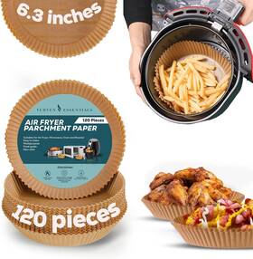 Ve123 Vurven Essentials 120pcs Air Fryer Liners Brown 6.3 Inch - Parchment Paper N