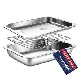 Wagensteiger 809552933093 Stainless Steel Food Prep Container With Rack And Lid Tray 1.8 Quart / 2inch