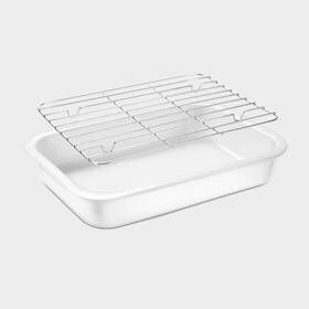 Wagensteiger 809552933598 Ceramic Roasting Pan Baking Dish With Stainless Steel Rack Non Stick Chicke