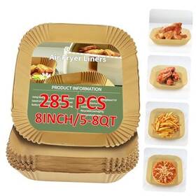 Walasaso 635393155008 Air Fryer Liners Disposable 285 Pcs 8 Inch-square