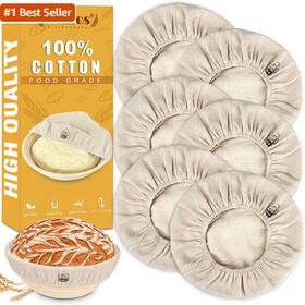 Walfos 744759358004 6 Packs Bread Basket Liner Cloth 9 Inch Round Proofing Clot