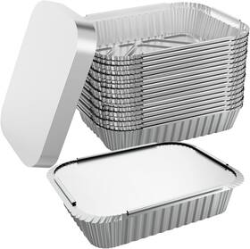 Wanbao 313100588522 50 Pack 8.3 Inch X6.2 Disposable Tin Foil Pans With Lids 2.25lb Aluminum