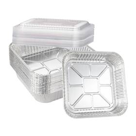 Waytiffer 909956384283 20pack-8 X 8 Square Baking Cake Pans With Plastic Dome Lids Disposable Alum Inch