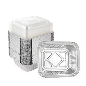 Wtfslg-ref150 Waytiffer 50 Bandejas De Aluminio Desechables Con Tapas 5.5 X 4.5 Pulgadas Para Hornear