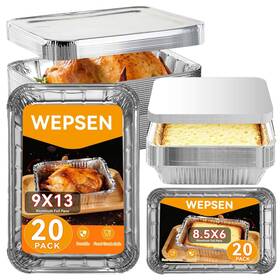 Sku020042 Wepsen 40 Pack Aluminum Pans With Lids 20 Large 9x13 Inch Disposable 10 Heav