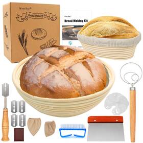 West Bay 779776985476 10ftft Round And 8ftft Oval Banneton Bread Proofing Basket Set 32pcs Cane Sourdoug