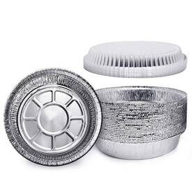 Whdepot 763753372274 7ftft Inch Round Tin Foil Pans Disposable Aluminum With Clear Lids 30 Pac