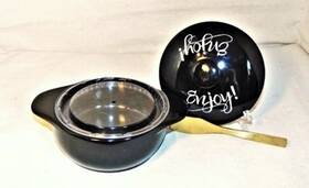 W39041 Wildeye Design Collection Handcrafted Black 7 Inch Brie Cheese Bake Set Nib J Enjoy