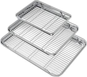 8541879959 Wildone Baking Sheet With Rack Set 3 Pans Racks Stainless Steel Pa