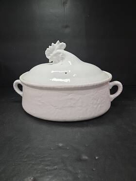 6440697 Williams-sonoma Apilco Porcelain Chicken Covered Casserole Dish White #4513b