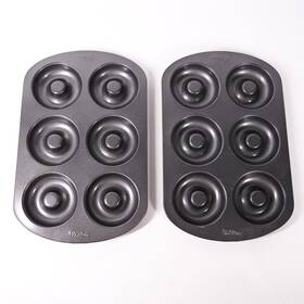 Wilton 052808590184 Nonstick 6-cavity Donut Baking Pans Desert Cooking Baker Cookware X2 Gray