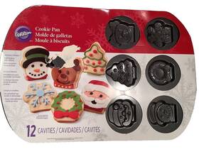 Wilton 070896049858 Christmas Cookie Sheet Baking Pan - Shapes Molds Non Stick Holiday