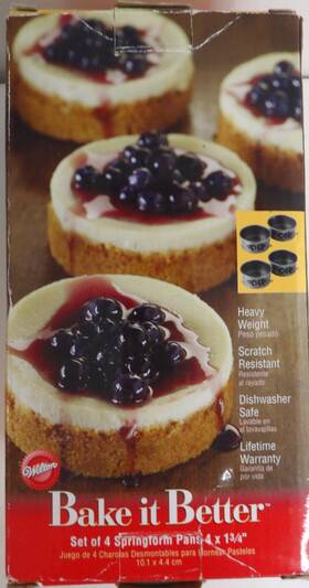 Wilton 070896271297 Bake It Better Set 4 Small Springform Pans X 1 3/4 Inch Nib New Wilton 070896271297 Bake It Better Set 4 Small Springform Pans X 1 3/4 Inch Nib New
