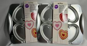 Wilton 070896405371 Heart Pops Aluminum Cookie Biscuit Chocolate Mold Pan Set Of 2 New