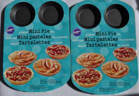 Wilton 070896506917 Set Of Two 2 Mini Pie Pans 6 Cavity Non-stick 16.5 Inch X 11.25 -new In Pkg Wilton 070896506917 Set Of Two 2 Mini Pie Pans 6 Cavity Non-stick 16.5 Inch X 11.25 -new In Pkg