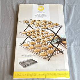 108964460 Wilton 3-tier Collapsible Cooling Rack 10x16 In Rectangle Black Easy To Clean
