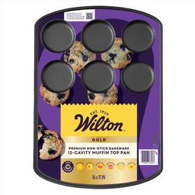 191011494 Wilton Gold 12-cavity Muffin Top Pan 11x16 Black