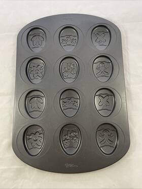 2105-0559 Wilton Metal - 12 Cavities Spring Easter Egg Shaped Cookie Pan Non-stick