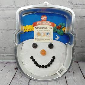 2105-2083 Wilton Cake Pan Mold Merry Snowman Head Instructions Christmas Holiday 2002