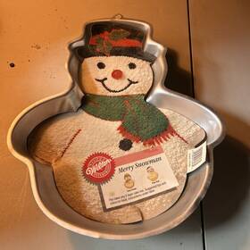 2105-803 Wilton New Vintage Merry Snowman And More 1989 Cake Pan #2105-803 With Instructions