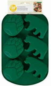2105-0-0415 Wilton Silicone Mold Camping Adventures Bear Paw For Cakes Soap Jello 6-cav. New