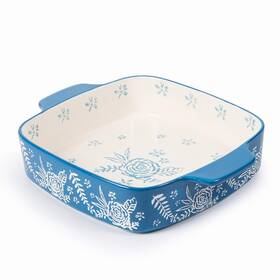 Wisenvoy 763043495393 Ceramic Baking Dish - 9x9 Square Rose Pan Set For Brownies Cass