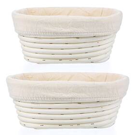 604256 Wllhyf 1 Dough 2 Pack Bread Proofing Baskets Oval Shaped Bowls With Liner Han