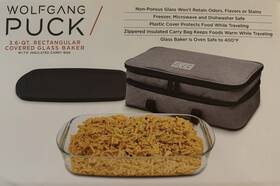 Invoo938 Wolfgang Puck 3.6 Quart Rectangular Glass Baking Dish With Insulated Carry Bag New Invoo938 Wolfgang Puck 3.6 Quart Rectangular Glass Baking Dish With Insulated Carry Bag New