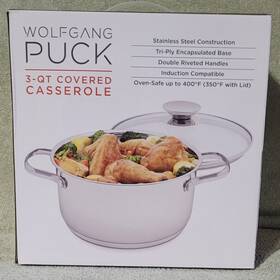 Swpss3cassc3 Wolfgang Puck New - 3 Quart Stainless Steel Covered Casserole Baking Dish Swpss3cassc3 Wolfgang Puck New - 3 Quart Stainless Steel Covered Casserole Baking Dish