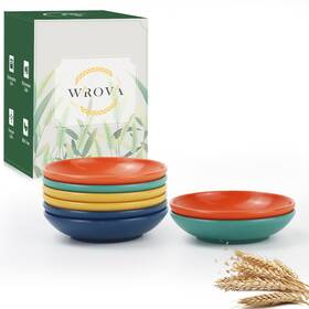 4in-1 Wrova Soy Sauce Dish 4 Inch Set Of 8 Small Wheat Straw Plates 1.5oz For Side Dishe