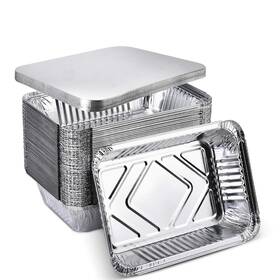 Sv865-gm Xiafei 2lb Takeout Foil Pans With Lids50 Pack Recyclable Food Storagedisposable Alumi