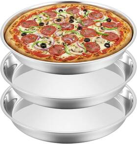 719387 Xliuax 3 Pcs Deep Pizza Pans 16 Inch Stainless Steel Tray For Oven Reusable Round