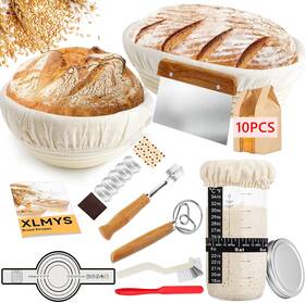 Rexyu1250 Xlmys Sourdough Starter Kit - Banneton Proofing Basket 9 Inch Round And 10 Oval Complet