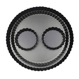 Yamteck 610406202375 11 Inch 9 Round Tart Pans 4 Mini With Removable Bottom. Q