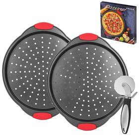 Yidazle 198168252949 Pizza Pan For Oven 2 Pack Baking Trays With Cutter Non-stick