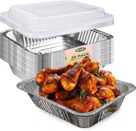 Wq-dp-b-020 Ylt Wax 9x13 Aluminum Pans With Lids 20 Pack Disposable Foil Silver