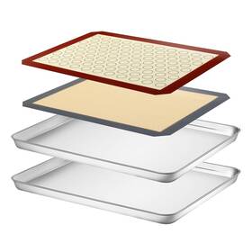 Yododo 884017646235 Stainless Steel Baking Sheet Set With Silicone Mats 4-piece Non-toxic Yododo 884017646235 Stainless Steel Baking Sheet Set With Silicone Mats 4-piece Non-toxic