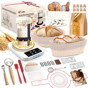 Csskr01 Yonill Starter Kit With Warmer Glass Jar And Banneton Bread Proofing Basket Hot