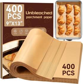 Yuanye 744110832457 400pcs Parchment Paper Baking Sheets 9 Inch X13 Unbleached Precut Quarter Pa