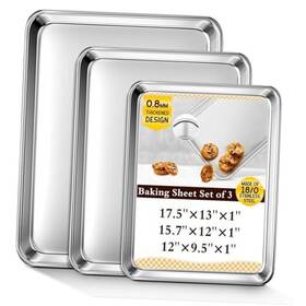Bs-01 Yuiicaov Commercial Grade Stainless Steel Cookie Sheets For Baking Sheet Set Of 3