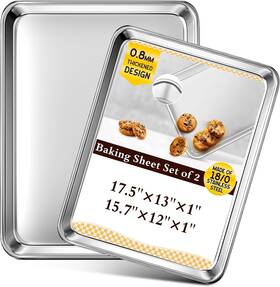 Bs-02 Yuiicaov Baking Sheet Set Of 2 Commercial Grade Stainless Steel Silver