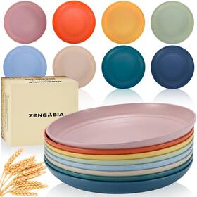 200400-mul Zengabia 10 Inch Wheat Straw Plates Dishwasher And Microwave Safe Unbreakable Plastic D