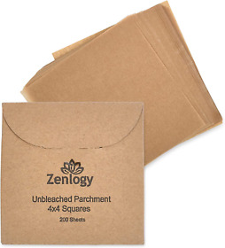 Zenlogy 4x4 200 Sheets Unbleached Parchment Paper Squares Baking