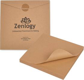 Zenlogy 850002083170 12x12 Parchment Paper Squares 200 Sheets Unbleached High Heat Non-s Zenlogy 850002083170 12x12 Parchment Paper Squares 200 Sheets Unbleached High Heat Non-s