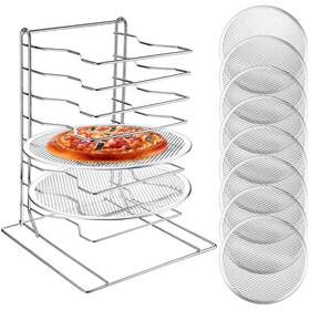 Duo-zhehao-1001 Zhehao Pizza Rack 8 Tiered Stand 16.7ftft H X 12ftft L W And Pcs Pans With Hole