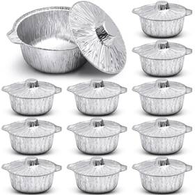Jne-ziliny-1806 Ziliny 12 Pcs Disposable Aluminum Pot With Lid Round Foil Pans Cookware Food Jne-ziliny-1806 Ziliny 12 Pcs Disposable Aluminum Pot With Lid Round Foil Pans Cookware Food